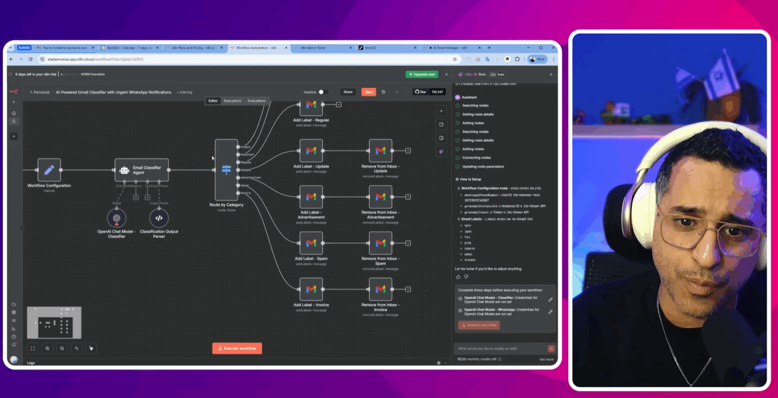 🚀 AI Workflow Builder החדש של n8n – בונה אוטומציות לבד (בדיקה בעברית + פרויקט אמיתי!)
