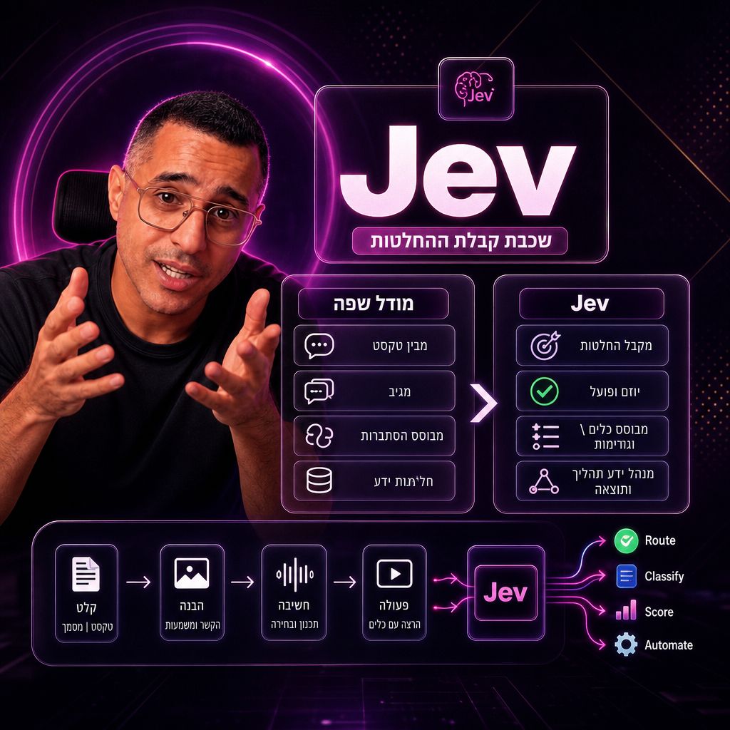 jev: שכבת קבלת ההחלטות שיכולה לשנות את הדרך שבה אנחנו בונים מערכות AI — מהו jev ולמה הוא שונה ממודל שפה?